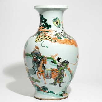 A large Chinese famille verte "Immortals" vase, 19th C.
