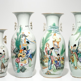 Quatre vases en porcelaine de Chine famille rose, 19/20ème