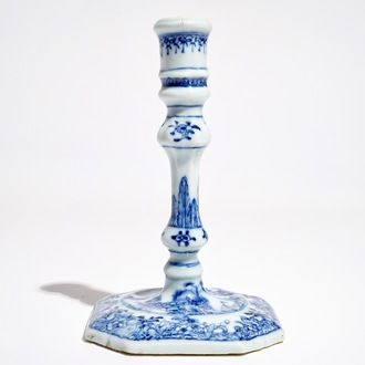 A Chinese blue and white candlestick for the European market, Qianlong