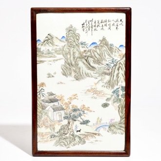 A Chinese qianjiang cai landscape plaque, 19/20th C.