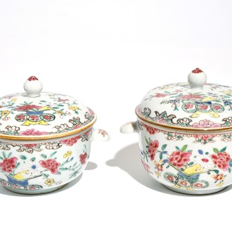 Two small Chinese famille rose tureens and covers, Qianlong