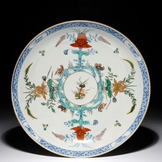 A Chinese famille verte doucai dish with mandarin ducks, Kangxi