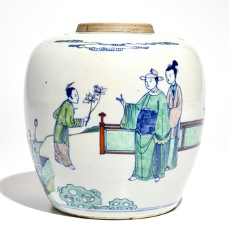 A Chinese doucai ginger jar, Chenghua mark, Kangxi or later