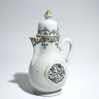 A Chinese grisaille covered jug with floral design, Qianlong