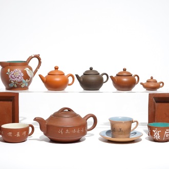 A collection of various Chinese Yixing stoneware teawares, 19/20th C.