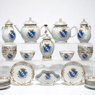 A Chinese Dutch market armorial part-tea service, Qianlong