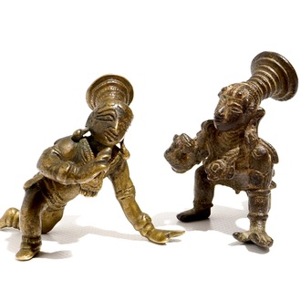 Two small bronze figures of "Bala Krishna", India, 17th and 19th C.