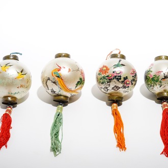 Thirty-two Chinese painted glass Christmas balls, 20th C.