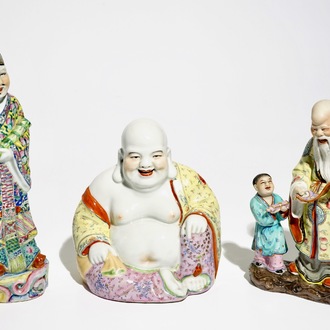 Three various Chinese famille rose figures, 19/20th C.