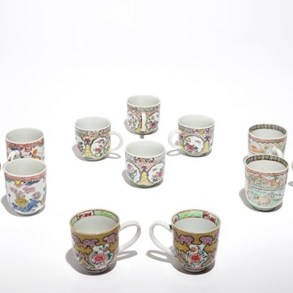 Twelve Chinese famille rose cups, Yongzheng/Qianlong