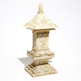 A large Japanse pagoda-shaped bone shrine, Meiji, late 19th C.