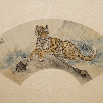 Xiong Gengchang (1884-1961), An amur leopard at rest, dated 1951