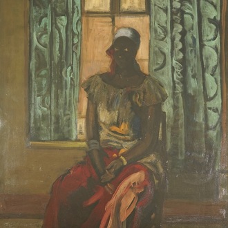 Jespers, Floris (Belgium, 1889-1965), Portrait of a Congolese, oil on panel, dated 1957