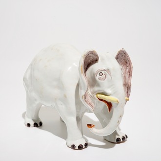 A large Dutch Delft style elephant, Dèsvres, France, 19th C.