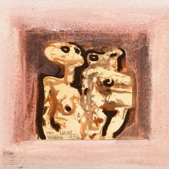 Van Hecke, Willem (Belgium, 1893-1976), "Koppel", two figures, mixed media, dated 1954