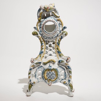 A polychrome Brussels faience Rococo watch stand, 18th C.