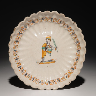 An Italian maiolica crespina with a saint, Deruta, 17th C.