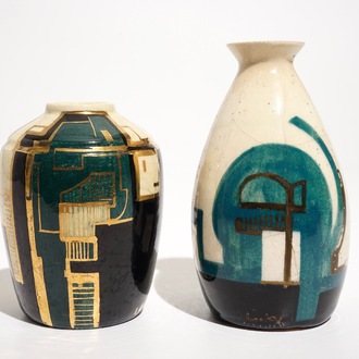 Cockx, Jan (Belgium, 1891-1976), two constructivist vases, 20th C.