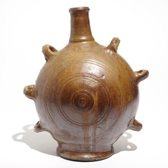 A large stoneware pilgrim's flask, Raeren, 17th C.