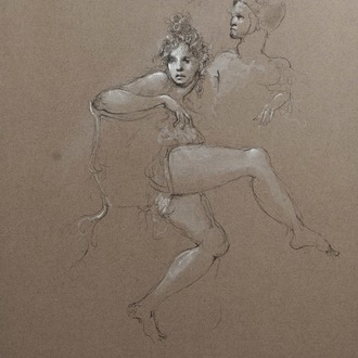 Fini, Léonor (Frankrijk, 1908 - 1996), Twee dansers, inkt en gouache op papier