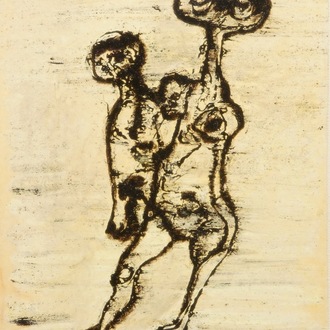 Van Hecke, Willem (België, 1893-1976), Twee figuren, gemengde techniek, gedat. 1967