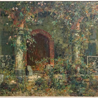 Verbrugghe, Charles (België, 1877-1974), Zicht op Gruuthuse, olie op paneel