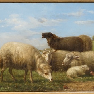 In de stijl van Verboeckhoven, Eugène (België, 1798-1881), Landschap met schapen, gedat. 1879, olie op paneel