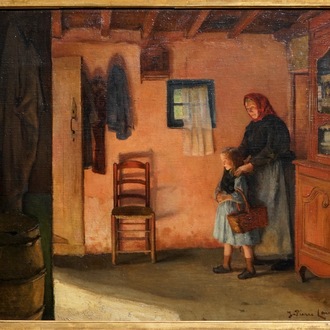 Laurens, Jean-Pierre (France, 1875-1932), Une mère avec sa fille, huile sur toile