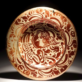 A Hispano-Moresque luster glazed portrait dish, Spain, 17th C.