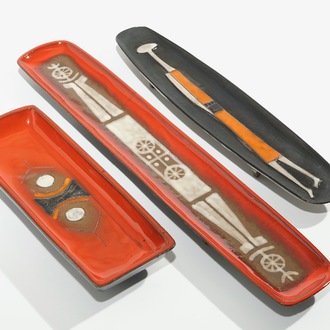 Tieberghien, Oswald (Belgium, 1936): 3 elongated trays, 2nd half 20th C.