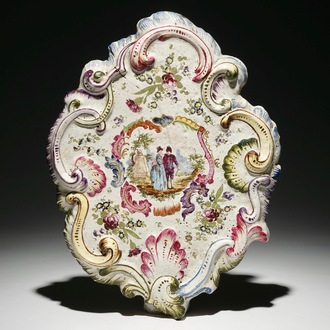 A French faience Rococo plaque, prob. Marseille, 1st half 19th C.