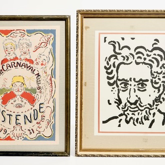 D'après Ensor, James (Belgique, 1860-1949), Deux lithographies: "Bal du Rat Mort" et "Tête d'Ensor"