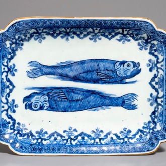 A Chinese blue and white herring dish for the Dutch market, Qianlong