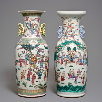 Two large Chinese famille rose vases with circular design, 19th C.