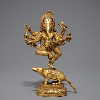 Un modèle de Ganesh en bronze doré, Sino-Tibet, 19/20ème