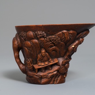 A Chinese carved bamboo libation cup, 18/19th C.