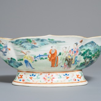 A fine Chinese famille rose bowl on foot, Jiaqing mark and of the period