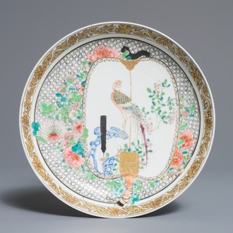 A fine Chinese famille rose eggshell 'pheasant' plate, Yongzheng