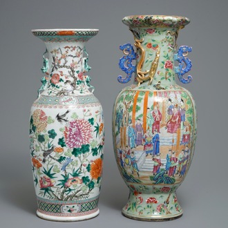 Two tall Chinese famille rose vases, 19th C.