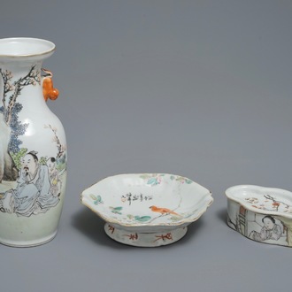 Un lot en porcelaine de Chine qianjiang cai, marques de Xu Shanqin et Ren Huanzhang, 19/20ème