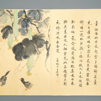 Un grand album d'aquarelles chinoises et calligraphie, 19/20ème