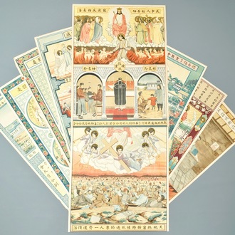 Nine large lithographs by catholic missionaries or Jesuits in China, 19/20th C.