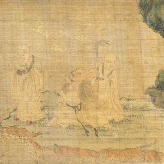 Une peinture chinoise sur soie d'après Wu Daozi, 18/19ème