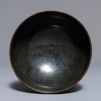 A Chinese Cizhou oil spot glazed bowl, Jin/Yuan style, 19/20th C.