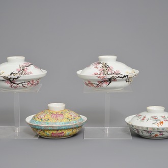 Quatre bols en porcelaine de Chine famille rose, 19/20ème