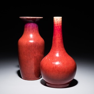 Two Chinese oxblood-glazed vases, 19th C.