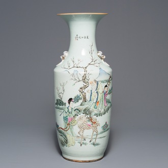 A Chinese famille rose 'Immortals' vase, 19/20th C.