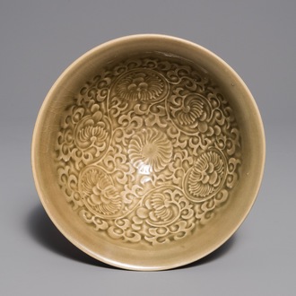 A fine Chinese Yaozhou 'chrysanthemum' bowl, Song