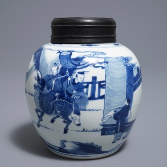 Un pot à gingembre en porcelaine de Chine bleu et blanc, Kangxi