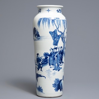 A Chinese blue and white Transitional style vase, 19/20th C.